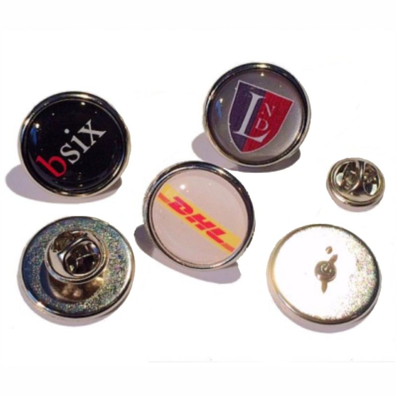 Premium Badge 18mm round silv clutch and printed dome